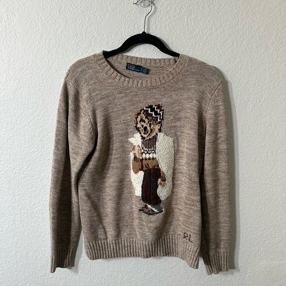 Ralph Lauren Tops - Ralph Lauren Beige Sweater with Bear Motif